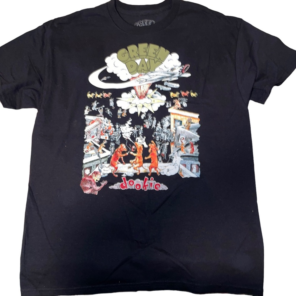 Green Day Men’s T-Shirt Short Sleeve Size Large 100% Cotton Dookie Shirt Black